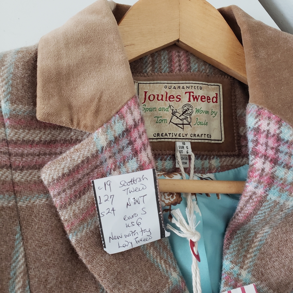 Joules Wiscombe Handwoven Irish Wool Plaid Tweed Jacket 6 NWT Countryside Smythe - Picture 9 of 10